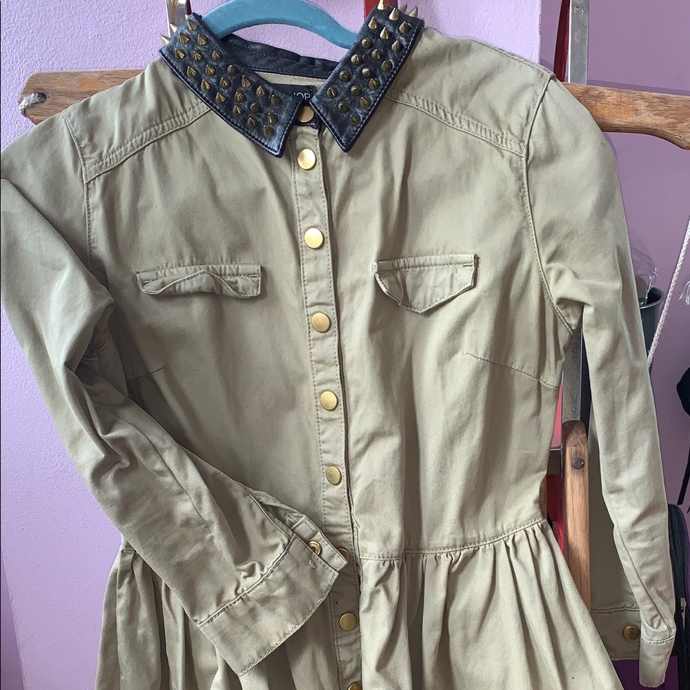 Top shop button down dress with spiked collar
